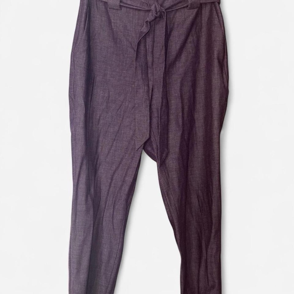 Express Womens Deep Purple Dress Pants straight leg + removable tie belt 8s/8c M